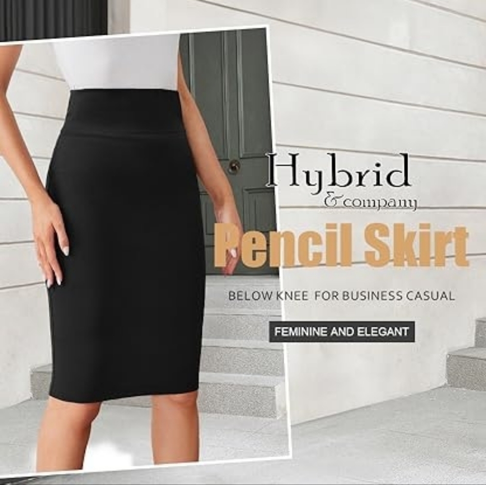 HYBRID & COMPANY premium Nylon Ponte Stretch High Waist Pencil Skirt NWT